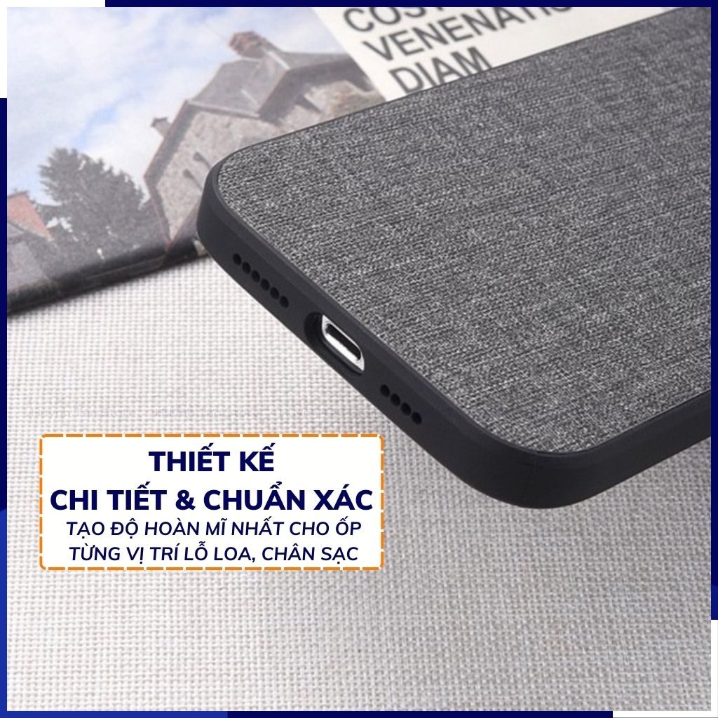 Ốp lưng iphone 14 chống vân tay nhựa cứng viền đen vải jean 1 màu phụ kiện điện thoại huỳnh tân store