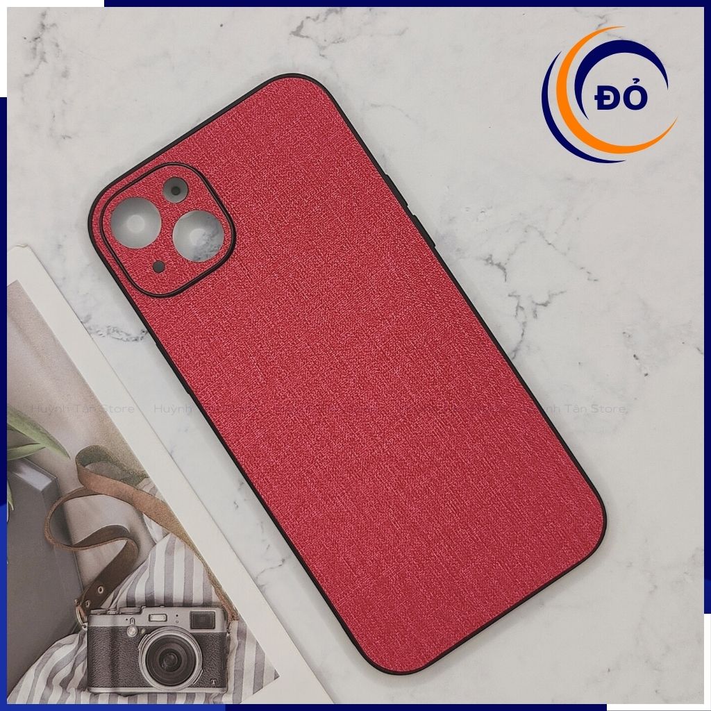 Ốp lưng iphone 14 chống vân tay nhựa cứng viền đen vải jean 1 màu phụ kiện điện thoại huỳnh tân store