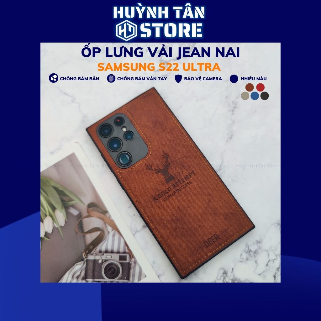 Ốp lưng samsung s22 ultra vải Jean vân nai 
