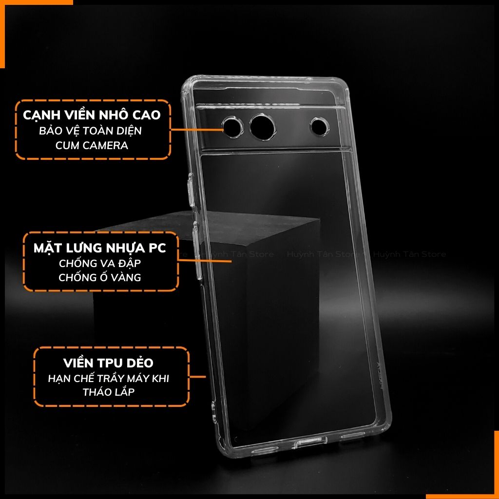 Ốp lưng pixel 7a trong suốt không ố vàng bảo vệ camera CLEAR COLOR ver 4 phụ kiện huỳnh tân store