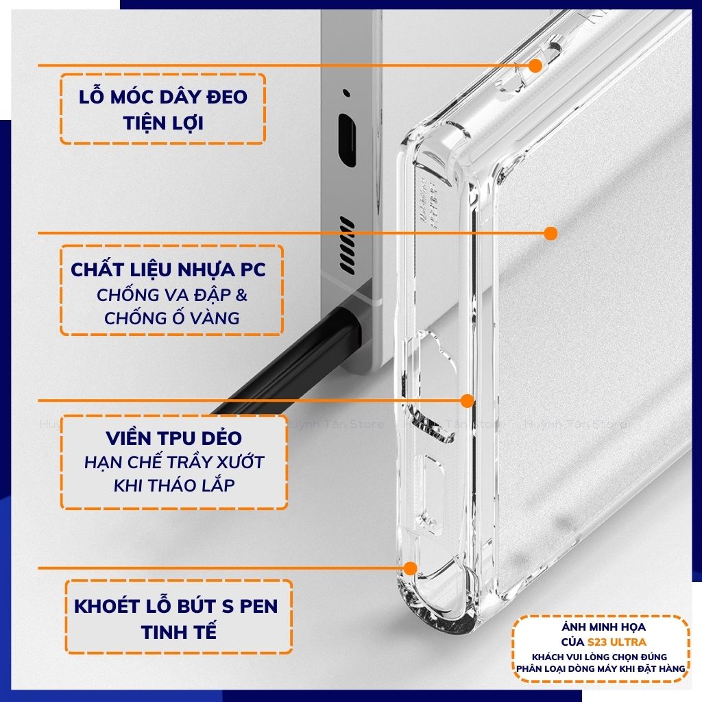 Ốp lưng samsung s23 ultra chống sốc Ringke chính hãng Korea bảo vệ camera phụ kiện huỳnh tân store