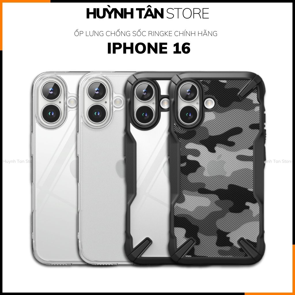 Ốp lưng iphone 16 RINGKE chính hãng trong suốt chống sốc FUSION X chống ố vàng huỳnh tân store