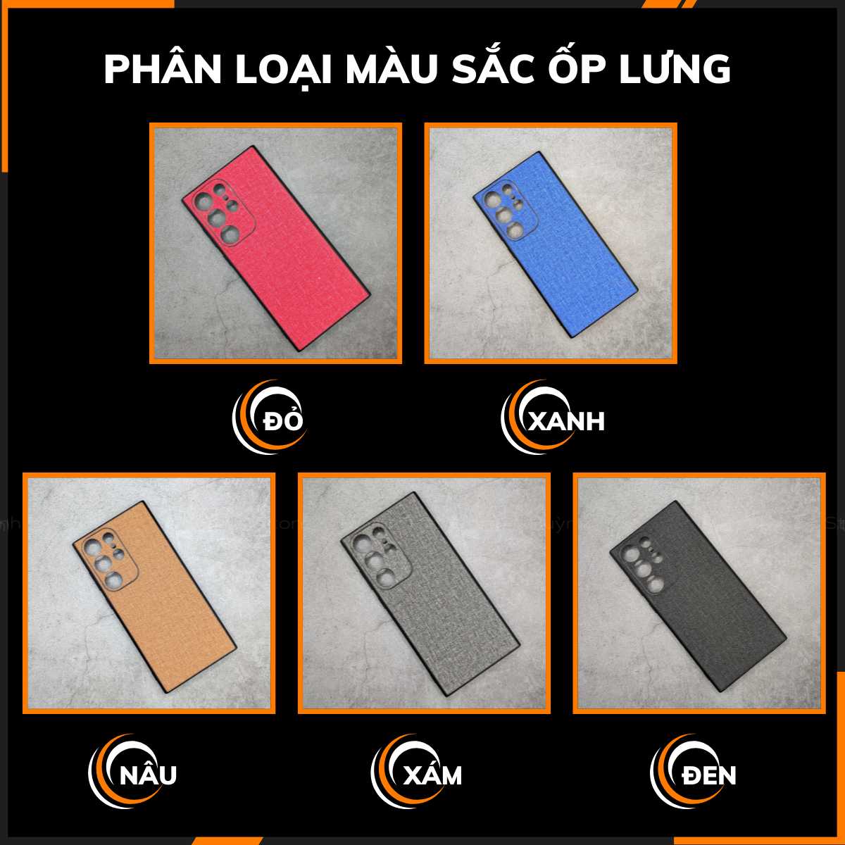 Ốp lưng samsung s23 ultra chống vân tay nhựa cứng viền đen vải jean 1 màu phụ kiện điện thoại huỳnh tân store