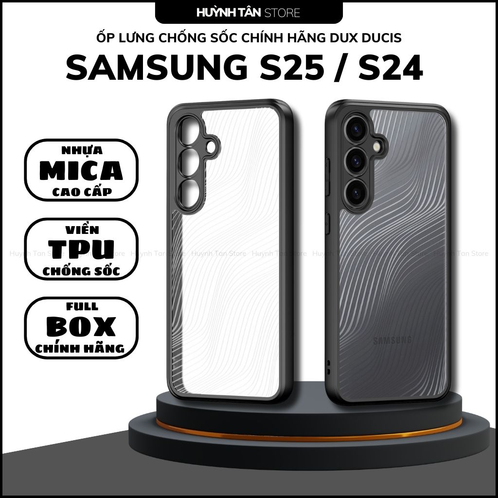 Ốp lưng samsung s25 / s24 aimo chính hãng duxducis chống va đập trong suốt không ố vàng huỳnh tân store