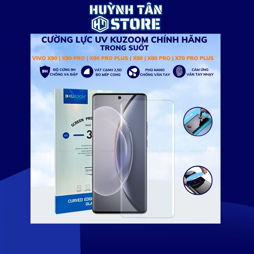 cường lực x90 pro plus, x90 pro, x90, x80 pro, x80, x70 pro plus UV trong suốt keo lỏng chính hãng kuzoom chống va đập vân tay nhạy phụ kiện điện thoại huỳnh tân store