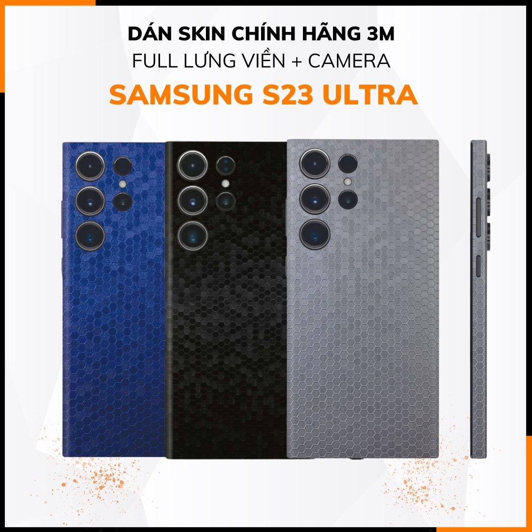 Dán skin điện thoại Samsung S23 Ultra full body và camera nhập khẩu chính hãng USA phụ kiện điện thoại huỳnh tân store - HONEYCOMB BLUE - Warp Skin Collection
