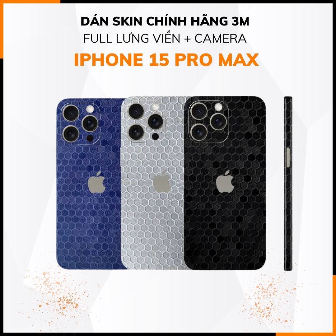 Dán skin điện thoại Iphone 15 Pro , Iphone 15 Pro Max  full body và camera nhập khẩu chính hãng USA phụ kiện điện thoại huỳnh tân store - HONEYCOMB  - Warp Skin Collection