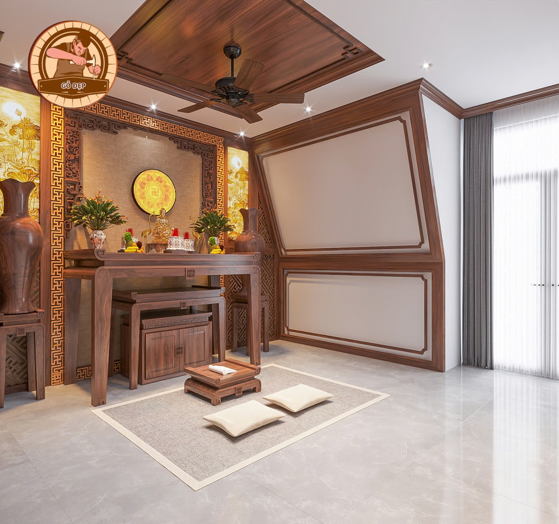 Mẫu bàn thờ 3 tầng thiết kế riêng cho chị Mỹ Hạnh – Thanh Xuân, Hà Nội