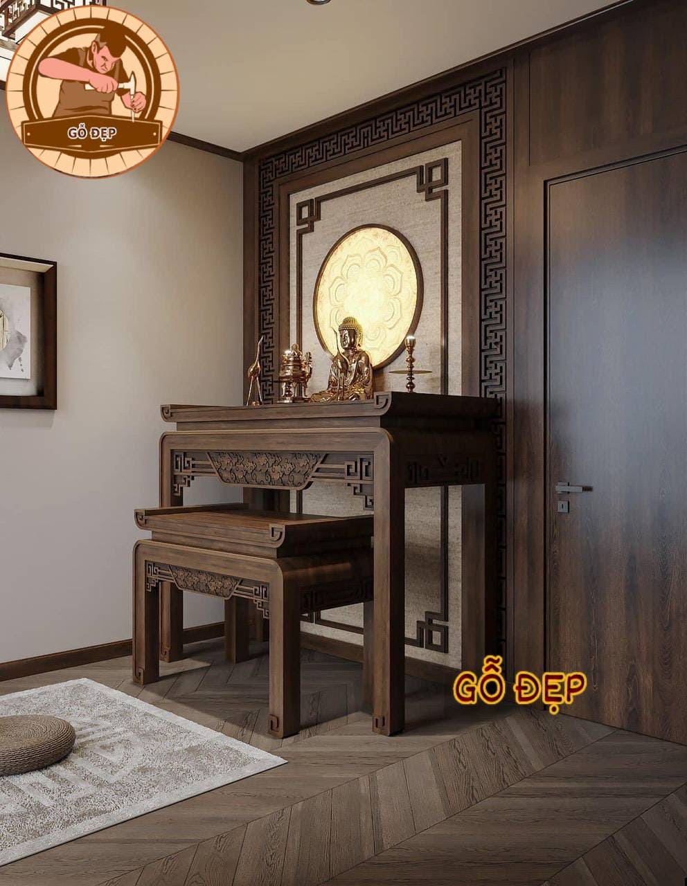 Trang Trí Phòng Thờ Gia Đình | Trang Nghiêm – Hài Hòa – Chuẩn Phong Thủy - Gỗ Đẹp Đào Gia