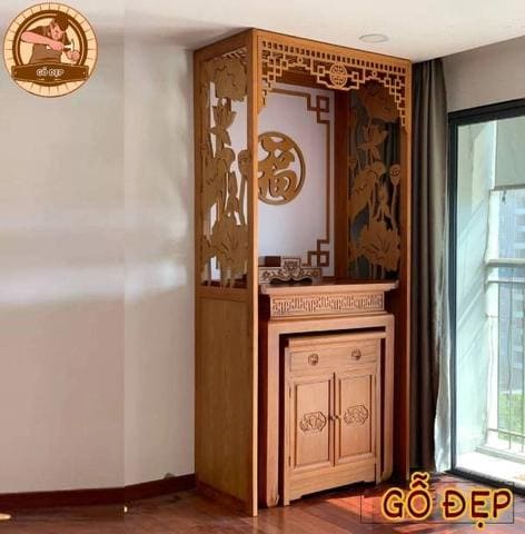 Mẫu Áng Thờ Đẹp - Bệ Thờ Gỗ Cao Cấp, Chạm Khắc Hoa Văn Truyền Thống