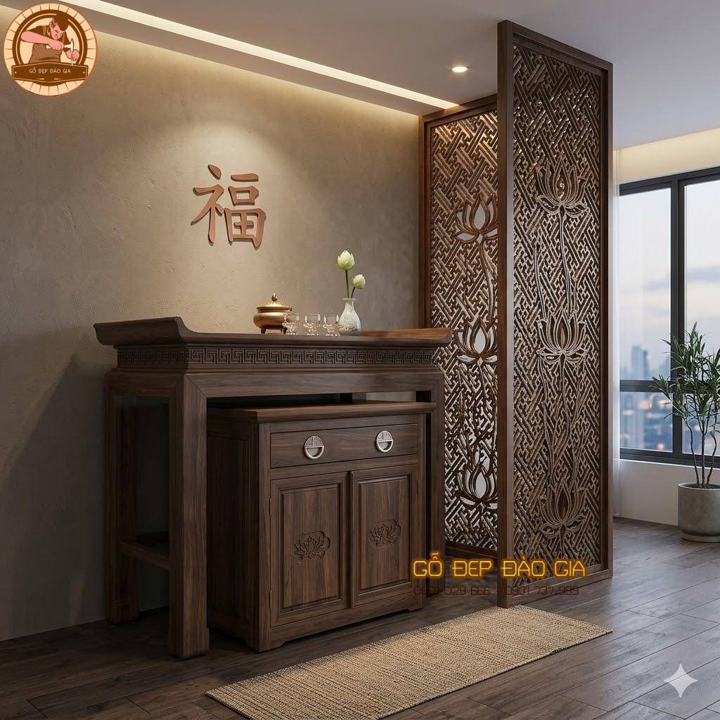 Hoàn thiện và bàn giao mẫu tủ thờ cho khách hàng tại TP.HCM.
