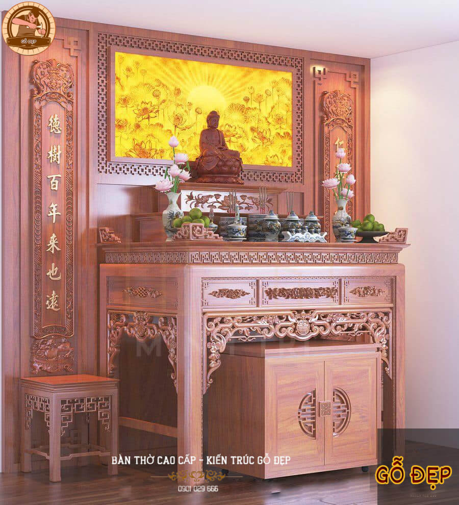 Bàn Thờ Gỗ Căm Xe | Tinh Tế, Bền Đẹp & Chuẩn Phong Thủy