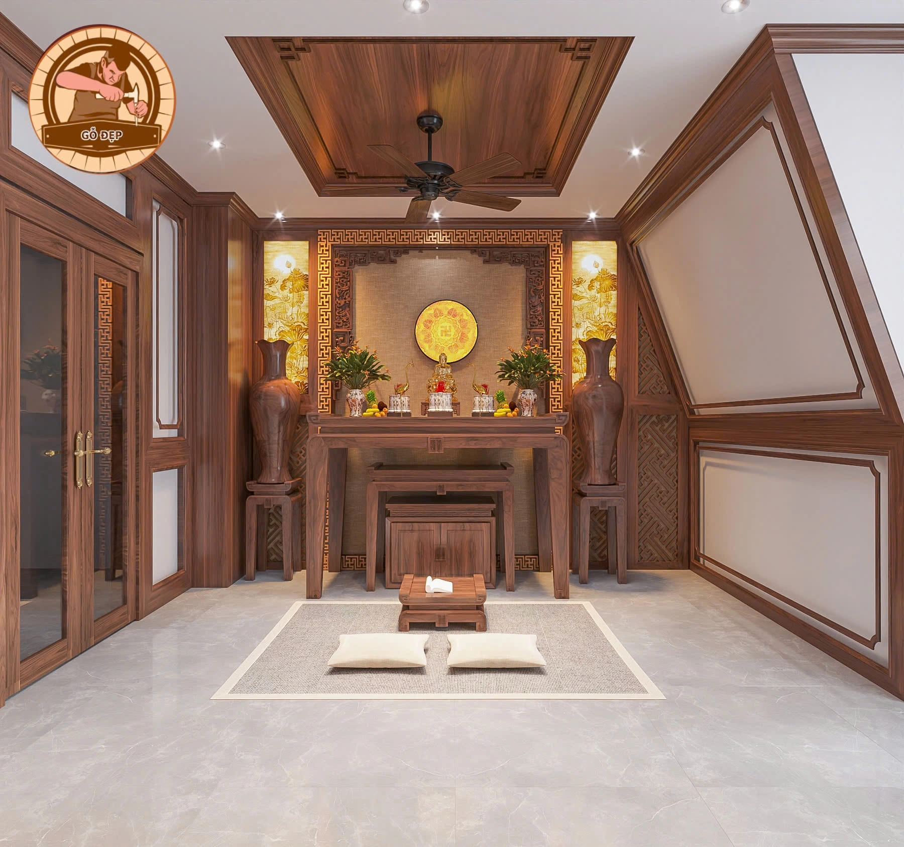 Tủ Thờ Chạm Đẹp | Hoa Văn Tinh Xảo – Trang Nghiêm & Chuẩn Phong Thủy - Gỗ Đẹp Đào Gia