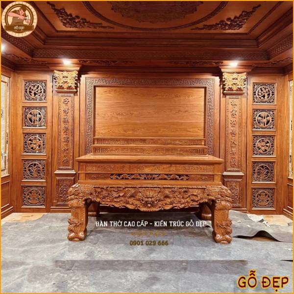 Thiết kế phòng thờ, sập thờ biệt thự nhà vườn tại Nghệ An