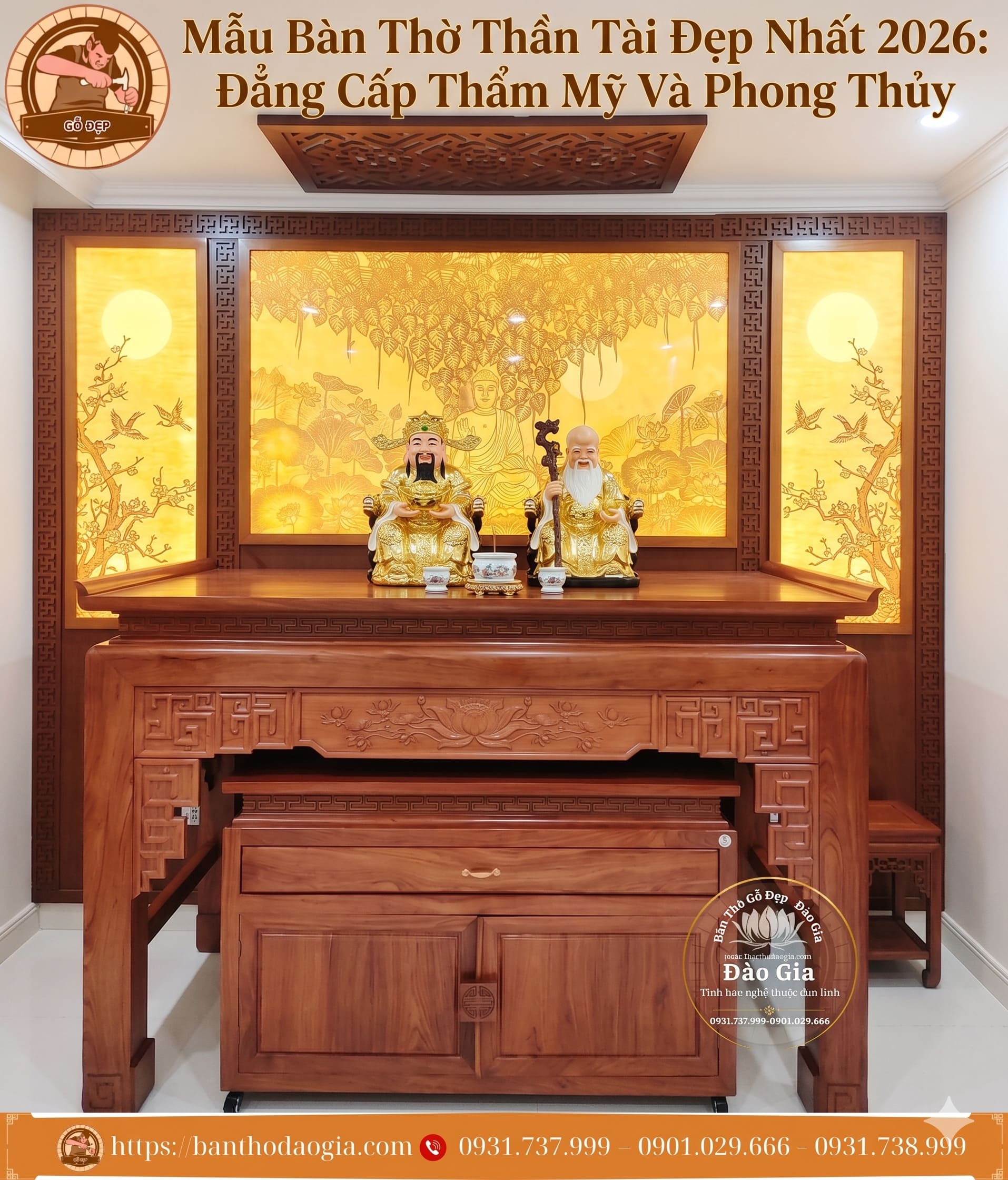 Mẫu Bàn Thờ Thần Tài Đẹp Nhất 2026: Đẳng Cấp Thẩm Mỹ Và Phong Thủy