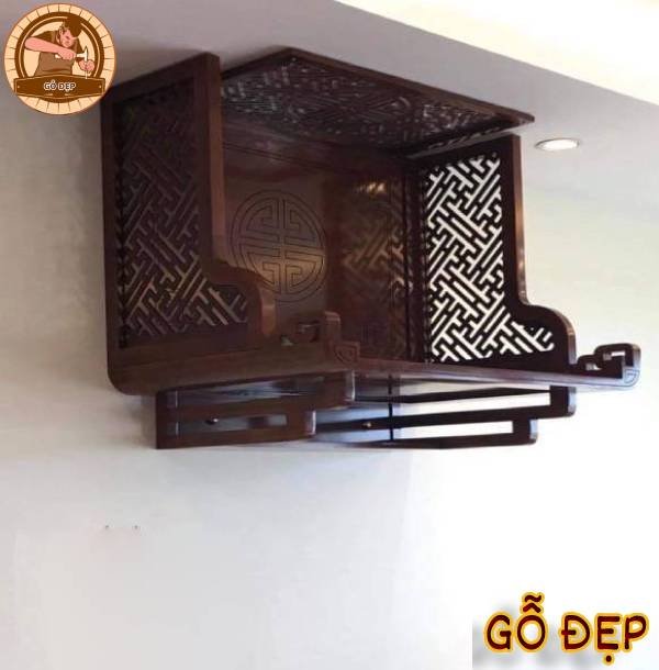 Mẫu bàn thờ gỗ Sồi kèm vách ngăn