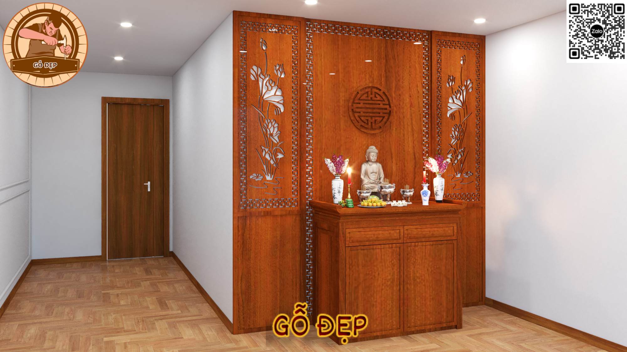 Tủ thờ gỗ Hương đẹp, chất lượng