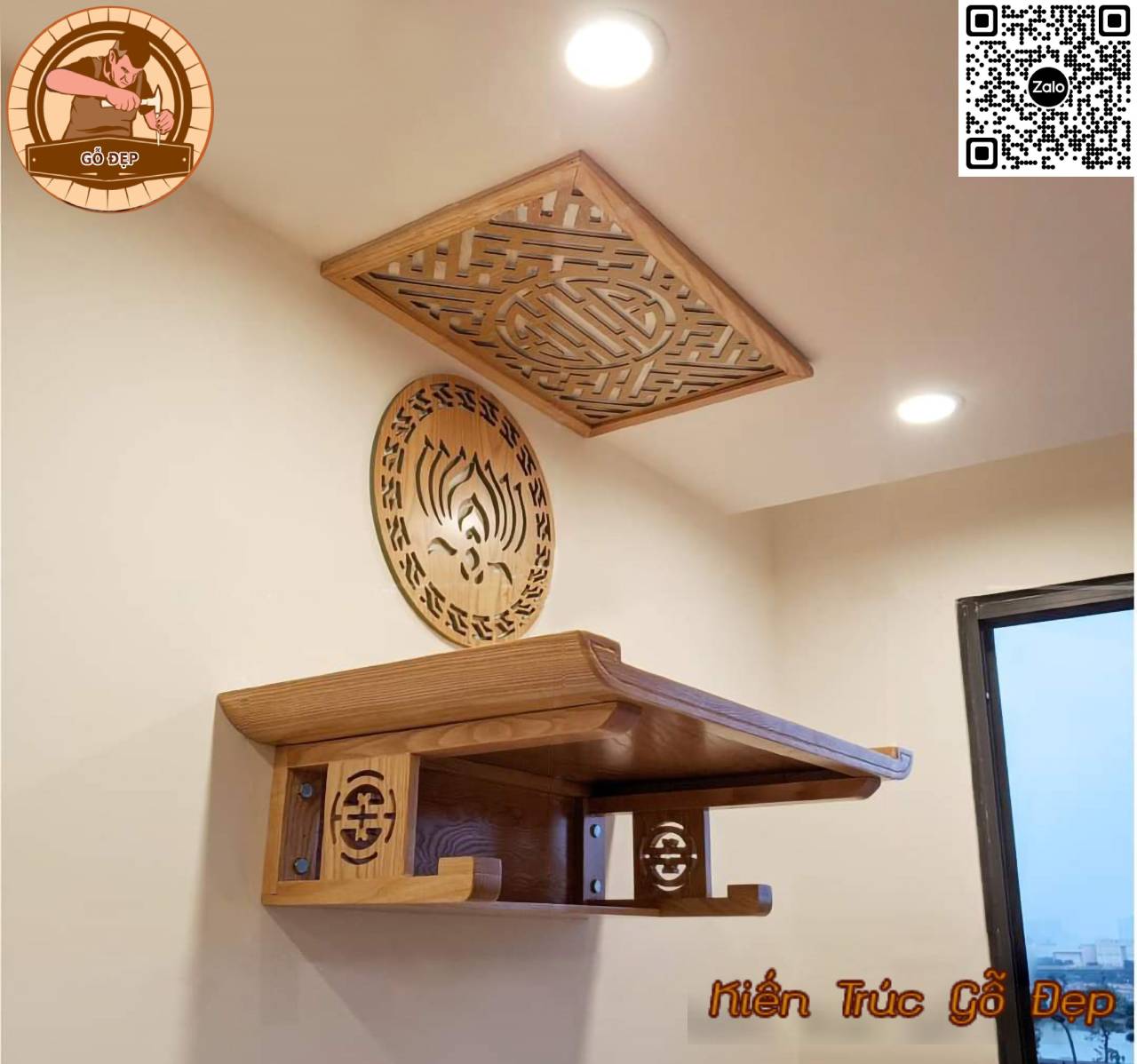 Bàn thờ treo tường gọn nhẹ tiết kiệm không gian