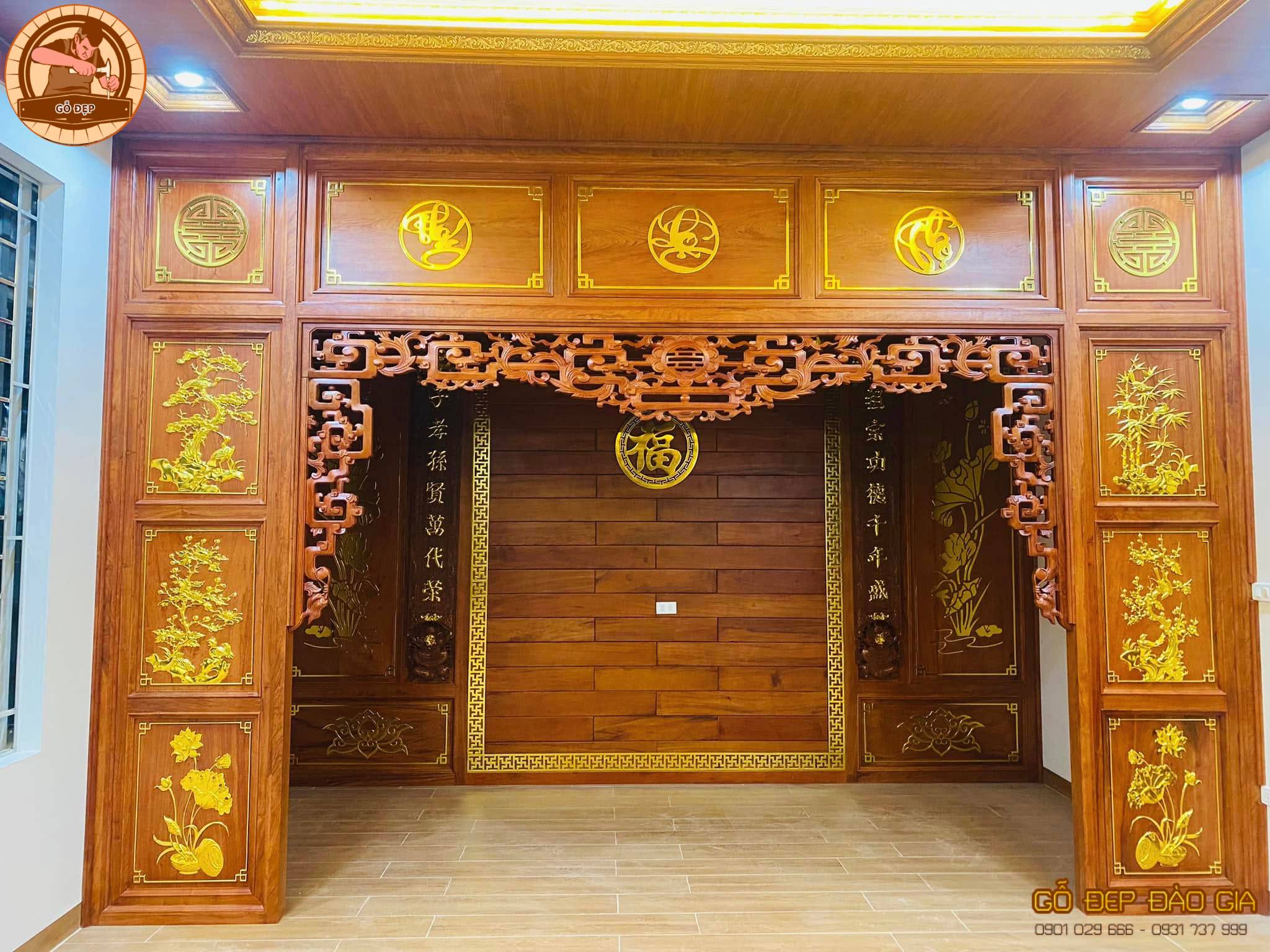 Phòng Thờ Hiện Đại Gỗ Hương - PT 379 mang vẻ đẹp trang trọng và ấm cúng