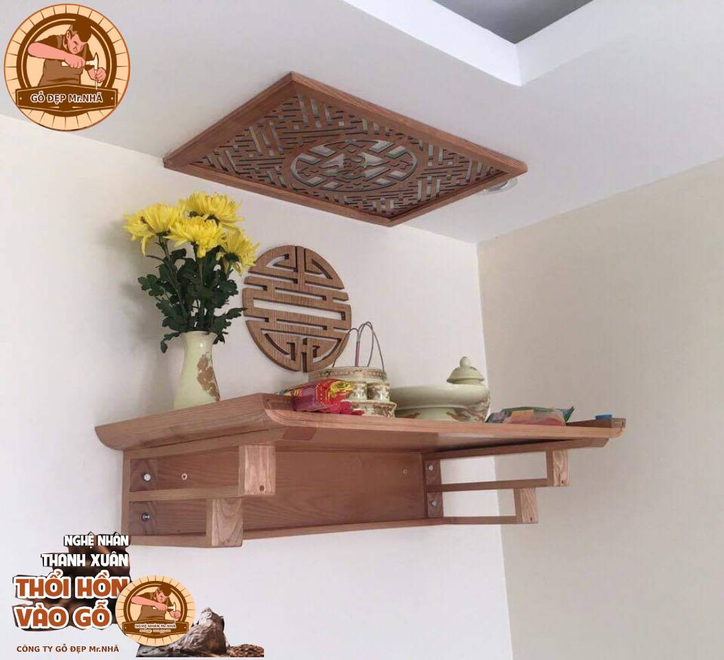 Mẫu bàn thờ treo tường quận 2 tiện lợi, nhỏ gọn, tiết kiệm không gian 