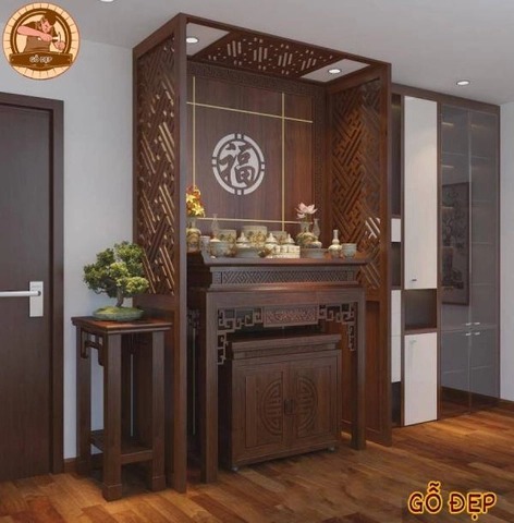 Bàn thờ gỗ gụ cao cấp chuẩn kích thước phong thủy