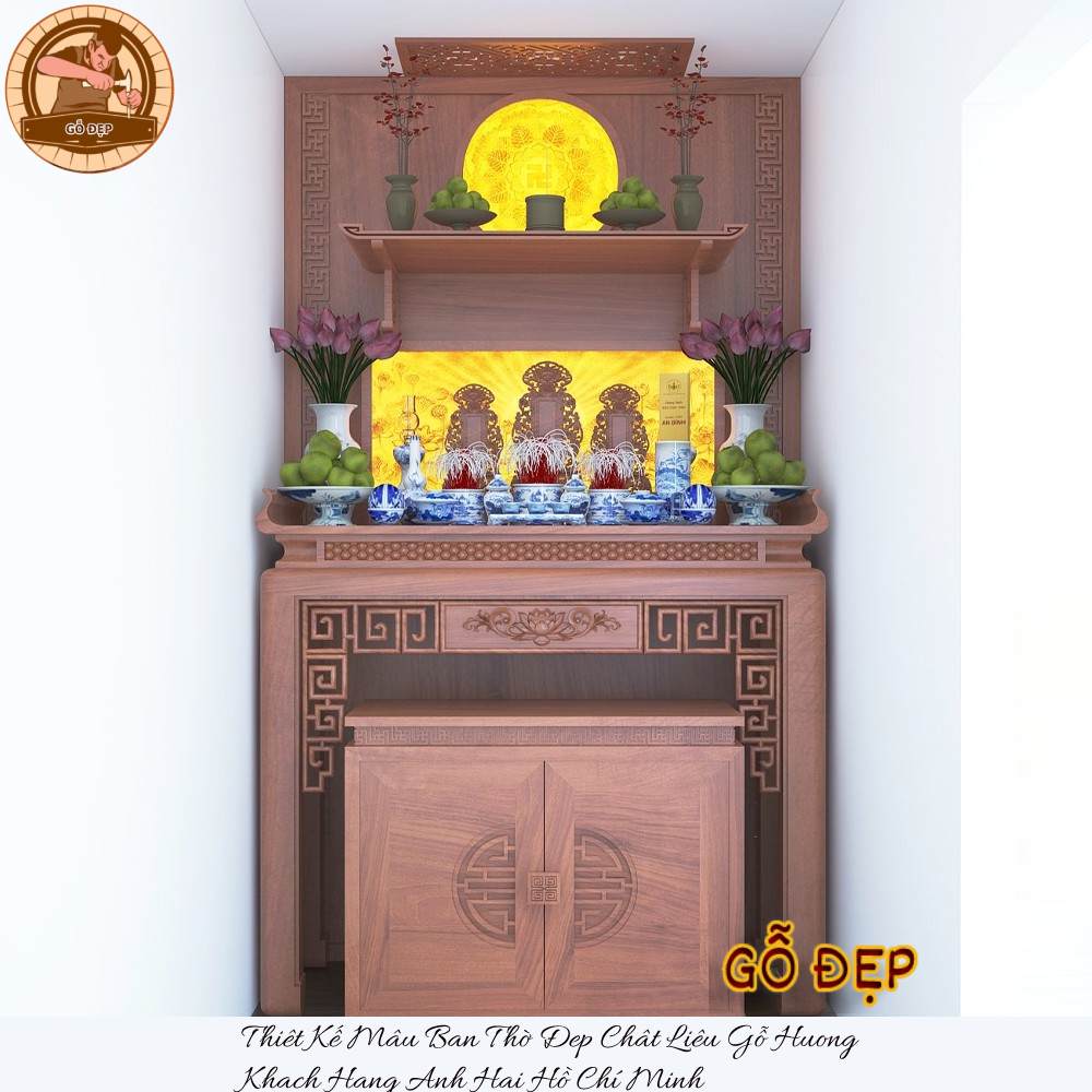 Bàn thờ Phật và gia tiên được đặt theo chuẩn phong thủy