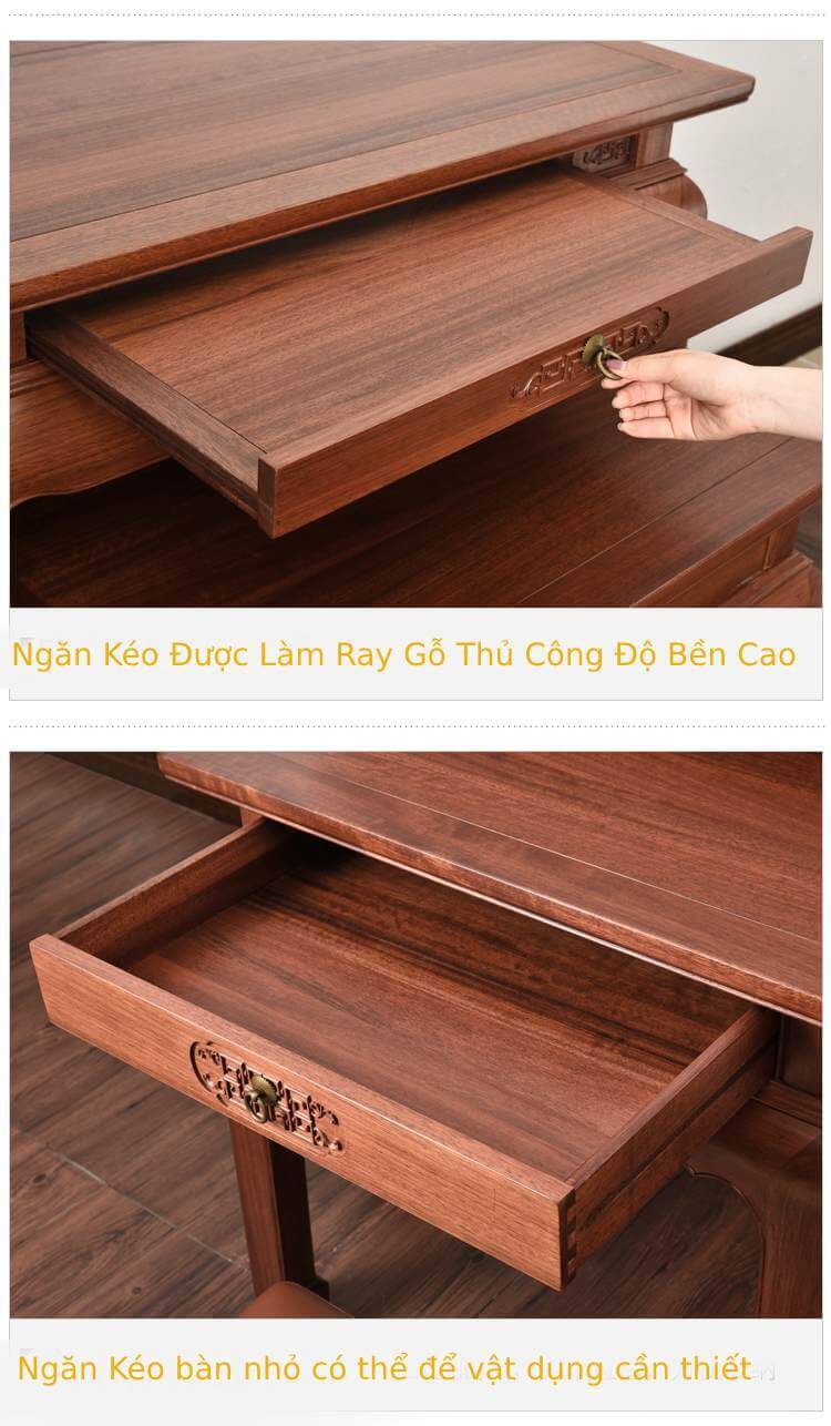 Ngăn kéo được làm ray gỗ thủ công