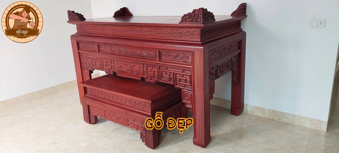 Bàn Thờ Gỗ Hương Đỏ BT 882 - Mẫu Bàn Thờ Cao Cấp, Hiện Đại 