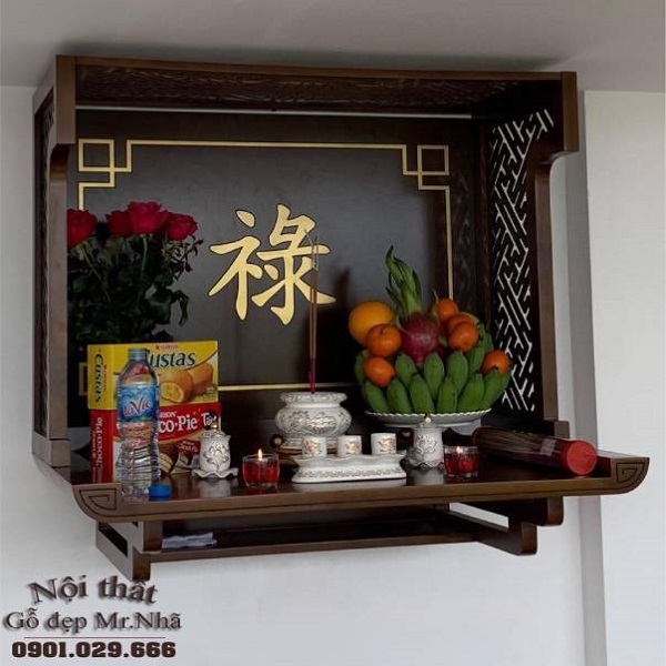 Thiết kế bàn thờ treo tường nhỏ gọn, phù hợp với không gian thờ cúng