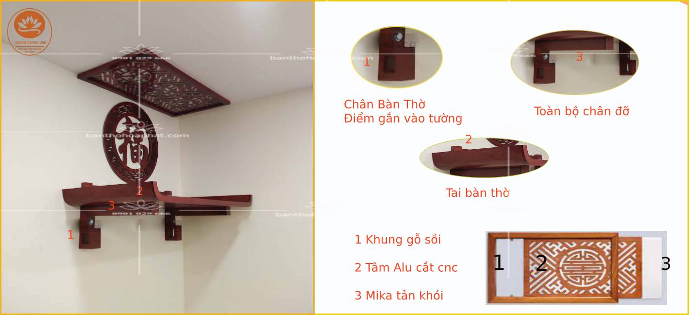 Mẫu bàn thờ treo tường chung cư