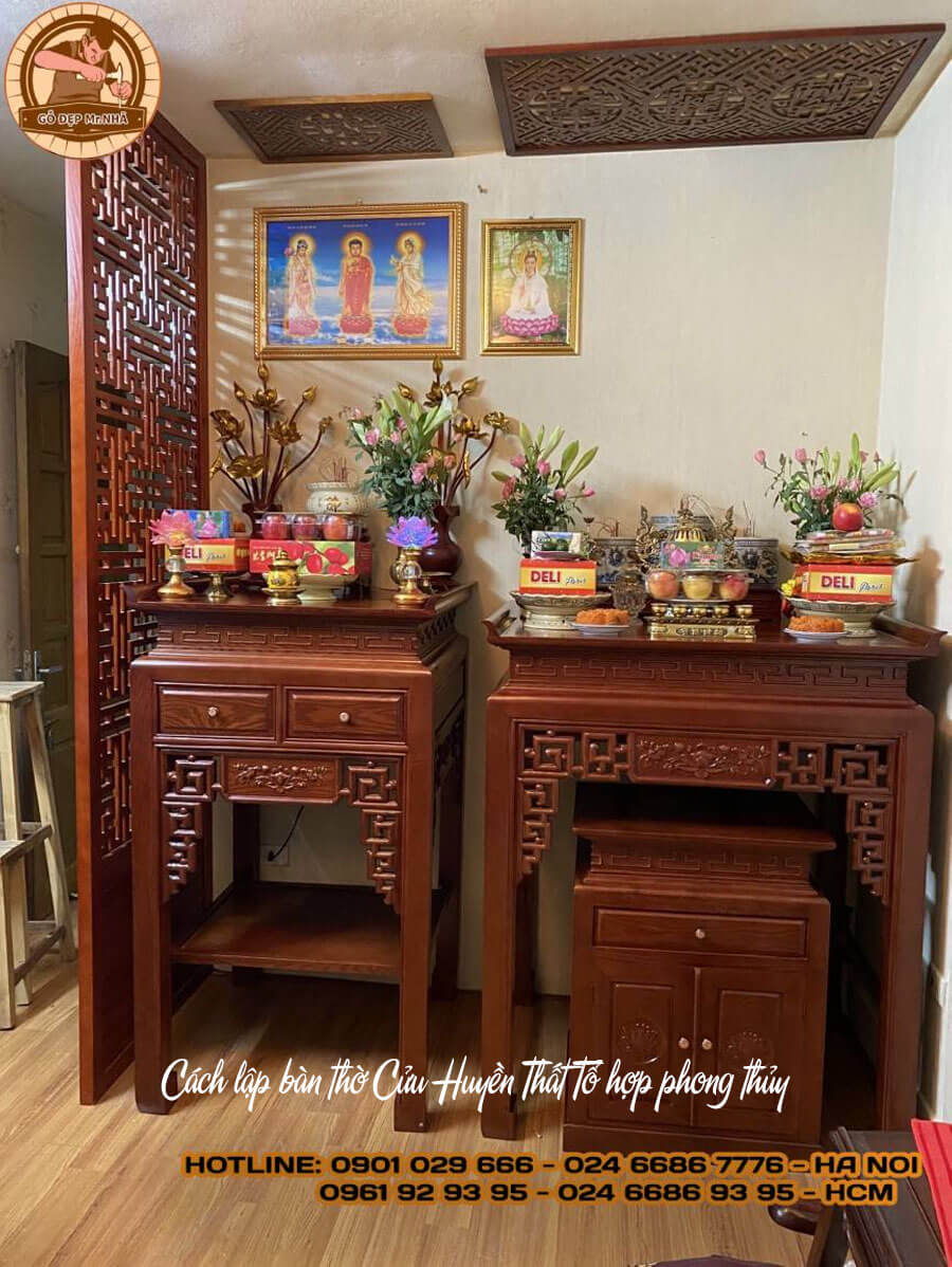 Bàn thờ Cửu Huyền Thất Tổ hợp phong thủy 