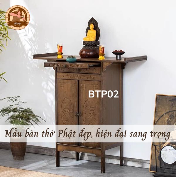 Mẫu bàn thờ Phật đẹp, hiện đại sang trọng