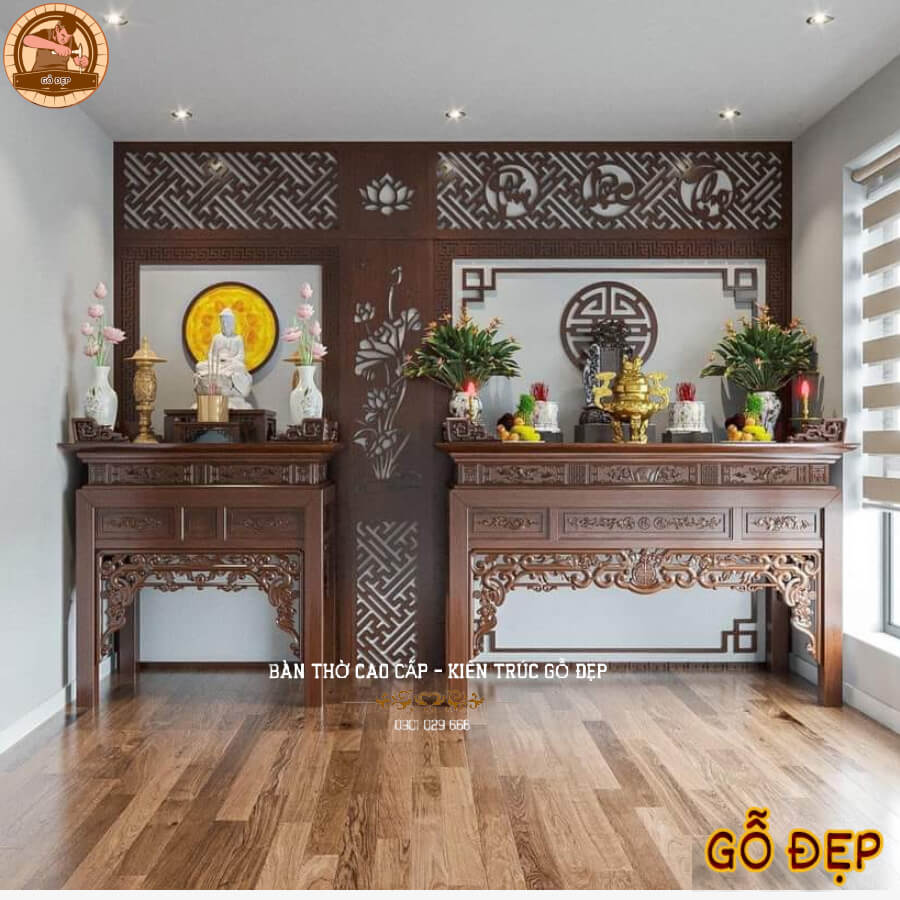 Thiết kế bàn thờ Phật và tiên hiện đại đẹp là một sự kết hợp giữa tôn nghiêm 