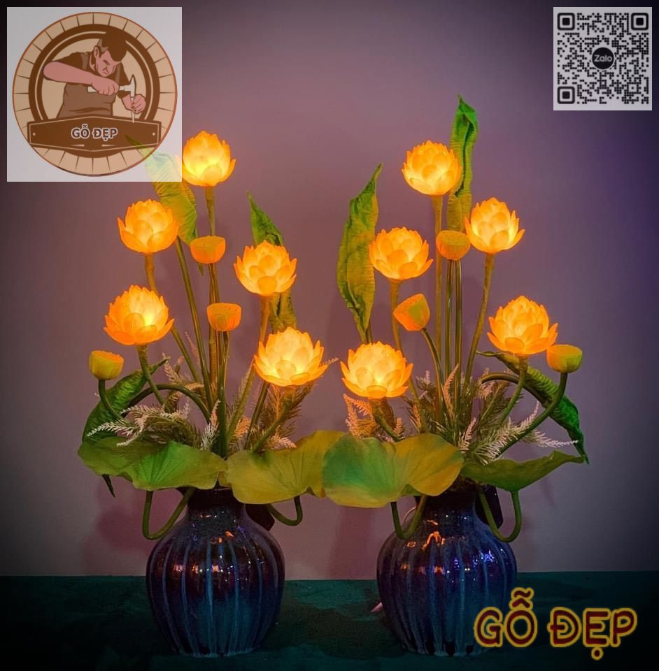 Đèn thờ với thiết kế hình hoa sen đẹp mắt