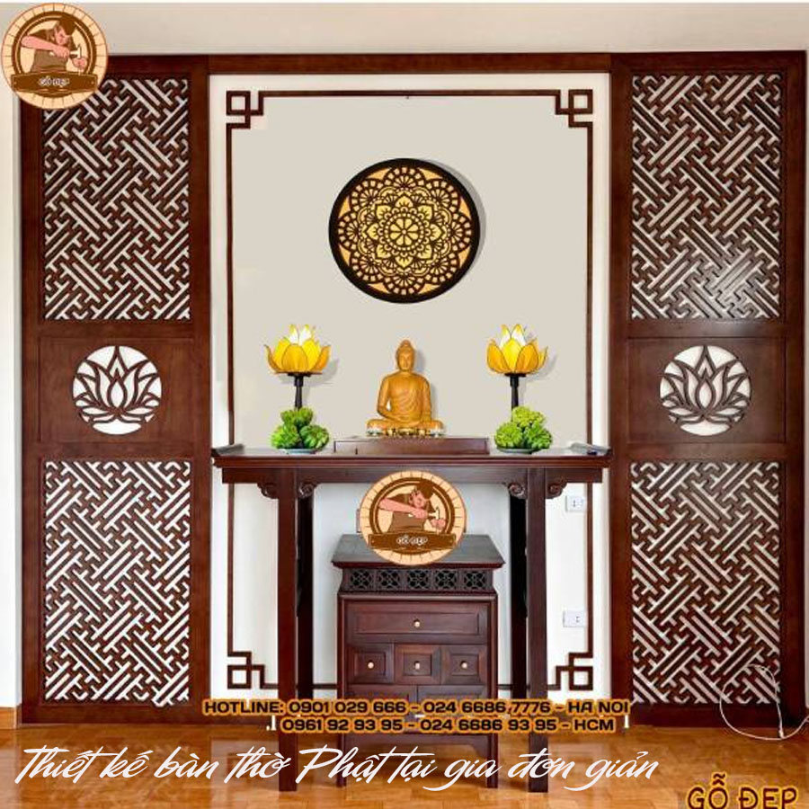 Thiết kế bàn thờ Phật đẹp đơn giản 
