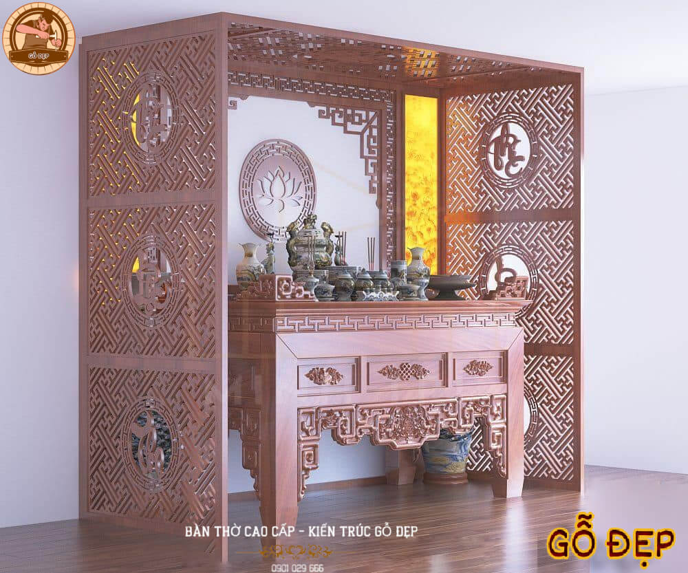 Bàn thờ đứng gỗ Mít cao cấp, sang trọng