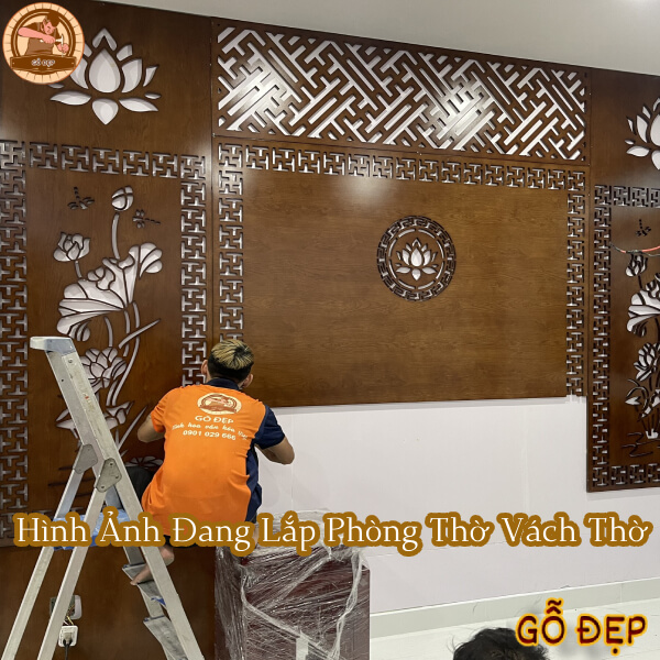 Hình ảnh lắp vách ngăn phòng thờ 