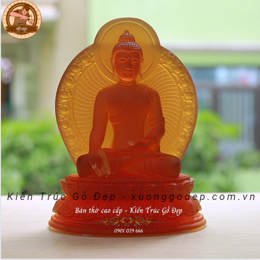 Tượng Phật A DI Đà ngồi được làm từ lưu lý dỏ bắt mắt