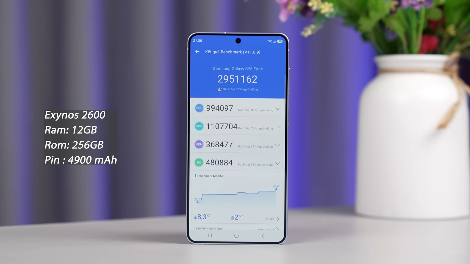 Đánh giá Samsung Galaxy S26 Plus: Exynos 2600 đạt gần 3 triệu điểm AnTuTu, hiệu năng flagship mạnh mẽ
