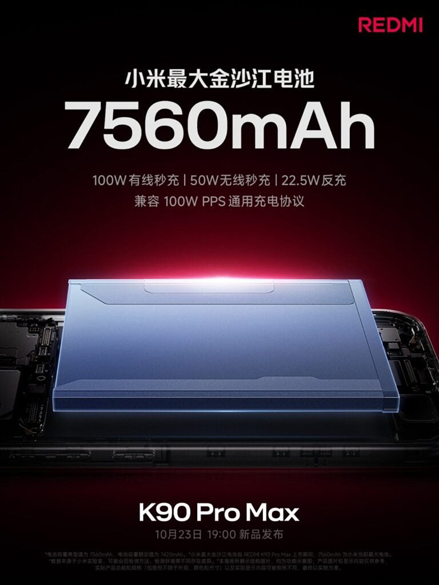Redmi K90 Pro Max ra mắt với pin “khủng” 7,650 mAh – xứng danh “vua pin” mới của Redmi