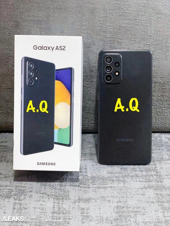 Galaxy A52 lộ ảnh thực tế: Mặt lưng nhám, camera lồi, phụ kiện đầy đủ