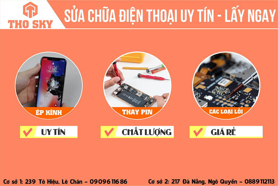 Ép kính iPhone uy tín, giá rẻ tại Thọ Sky Hải Phòng