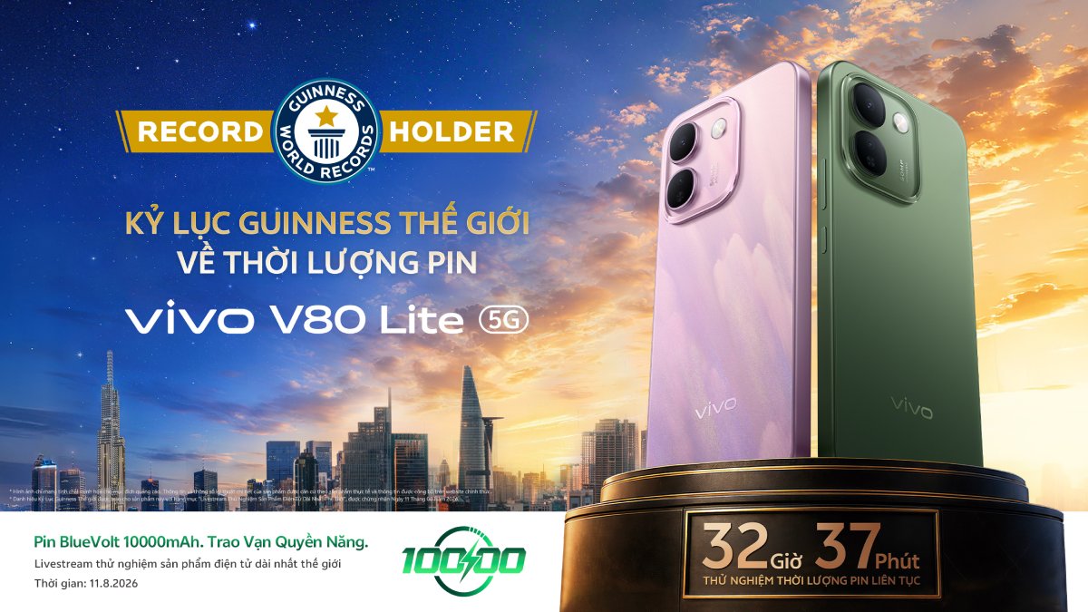 vivo V80 Lite 5G Lập Kỷ Lục Guinness Với Thời Gian On-Screen 32 Giờ Liên Tục