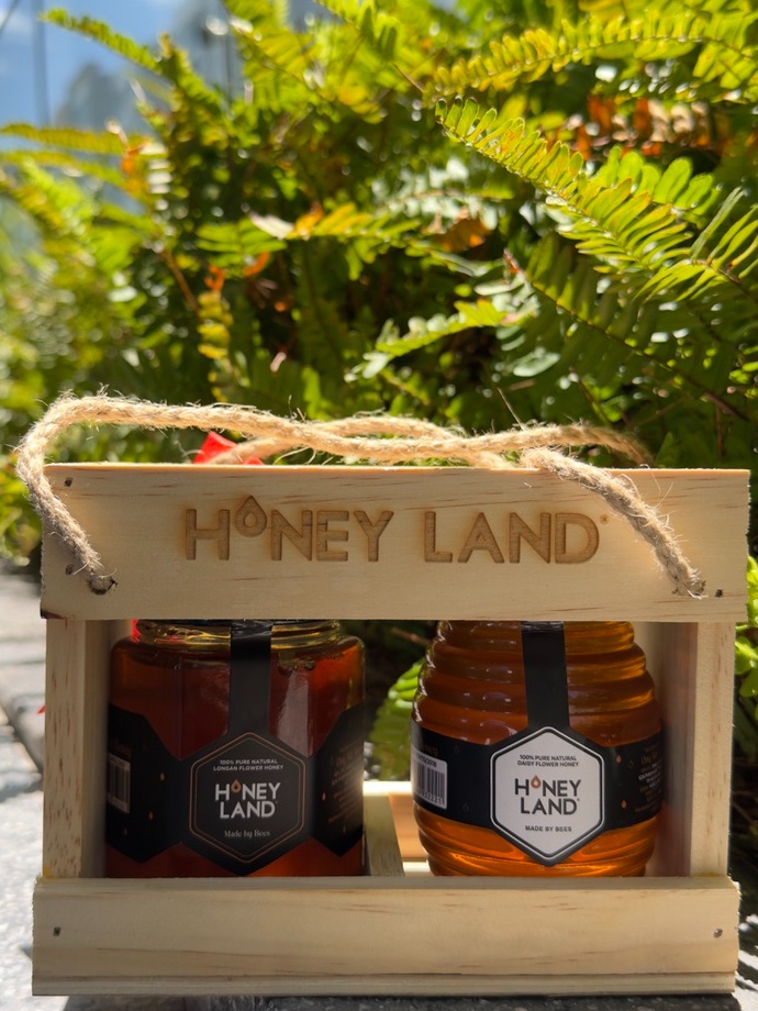 Hộp quà gỗ mật ong Honeyland Hoa Xuyến Chi 250g + Hoa Nhãn 230g
