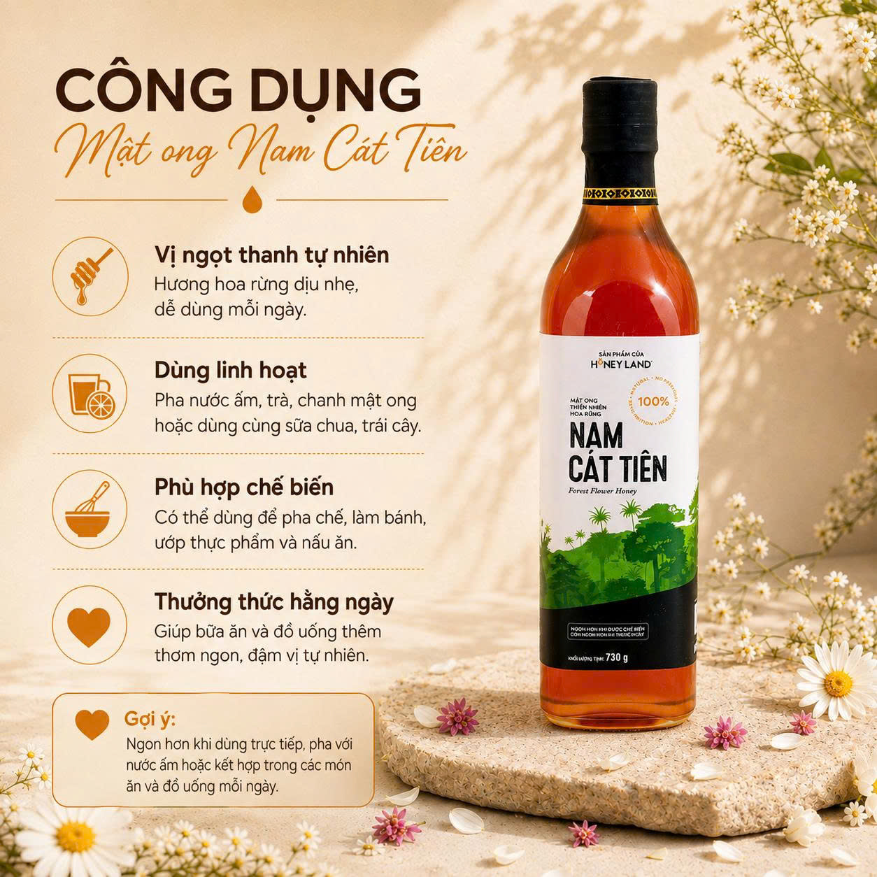 MẬT ONG HOA RỪNG NAM CÁT TIÊN 730g