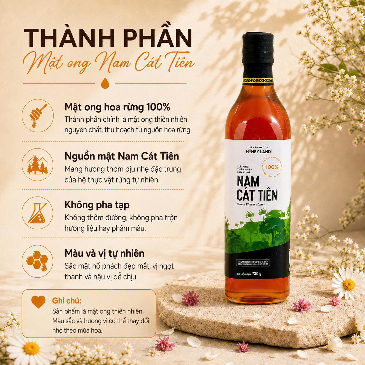 MẬT ONG HOA RỪNG NAM CÁT TIÊN 730g