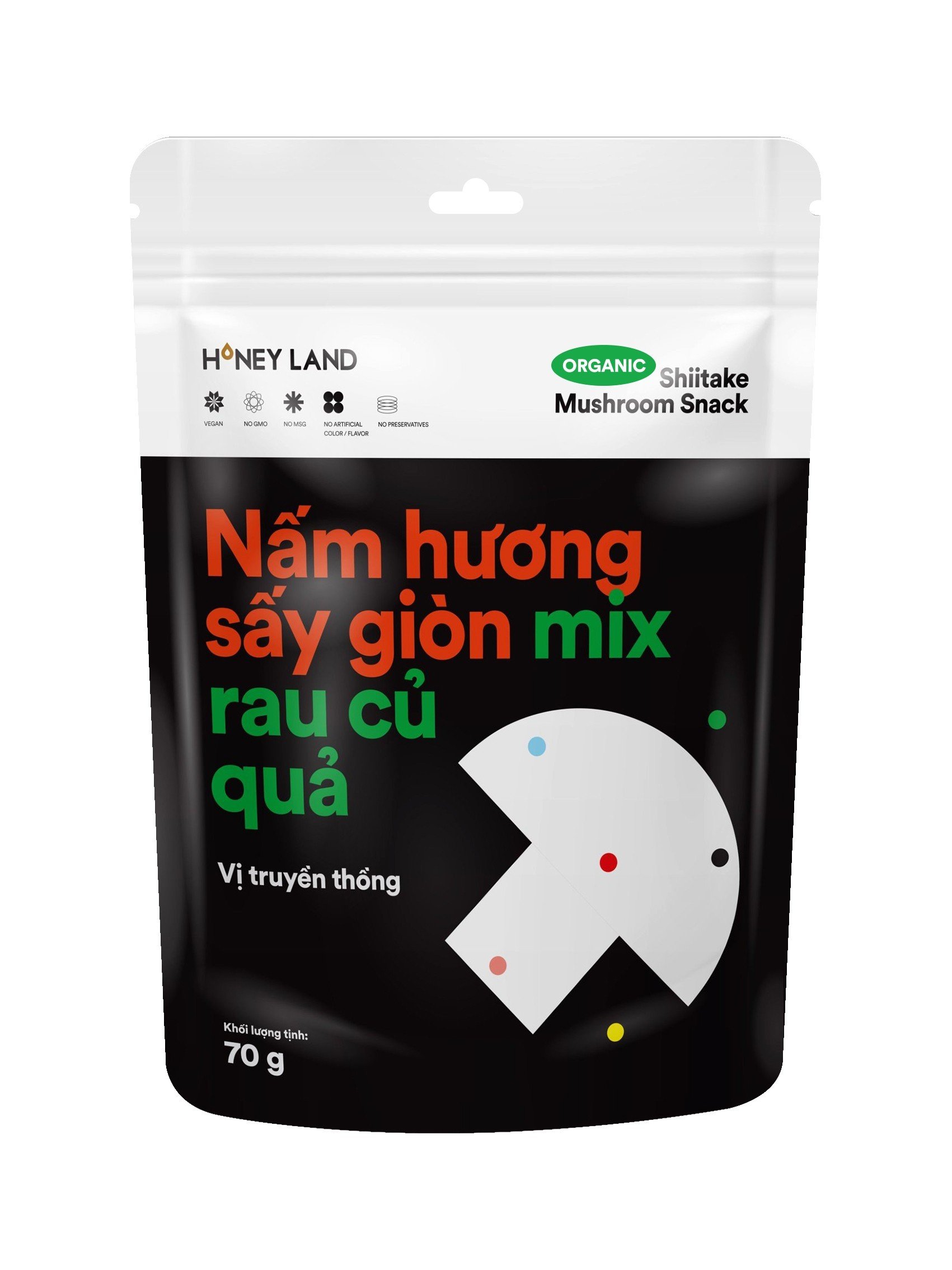 NẤM HƯƠNG SẤY GIÒN MIX RAU CỦ QUẢ VỊ TRUYỀN THỐNG 70G