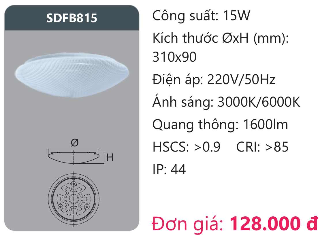 Đèn Led ốp trần Duhal SDFB815