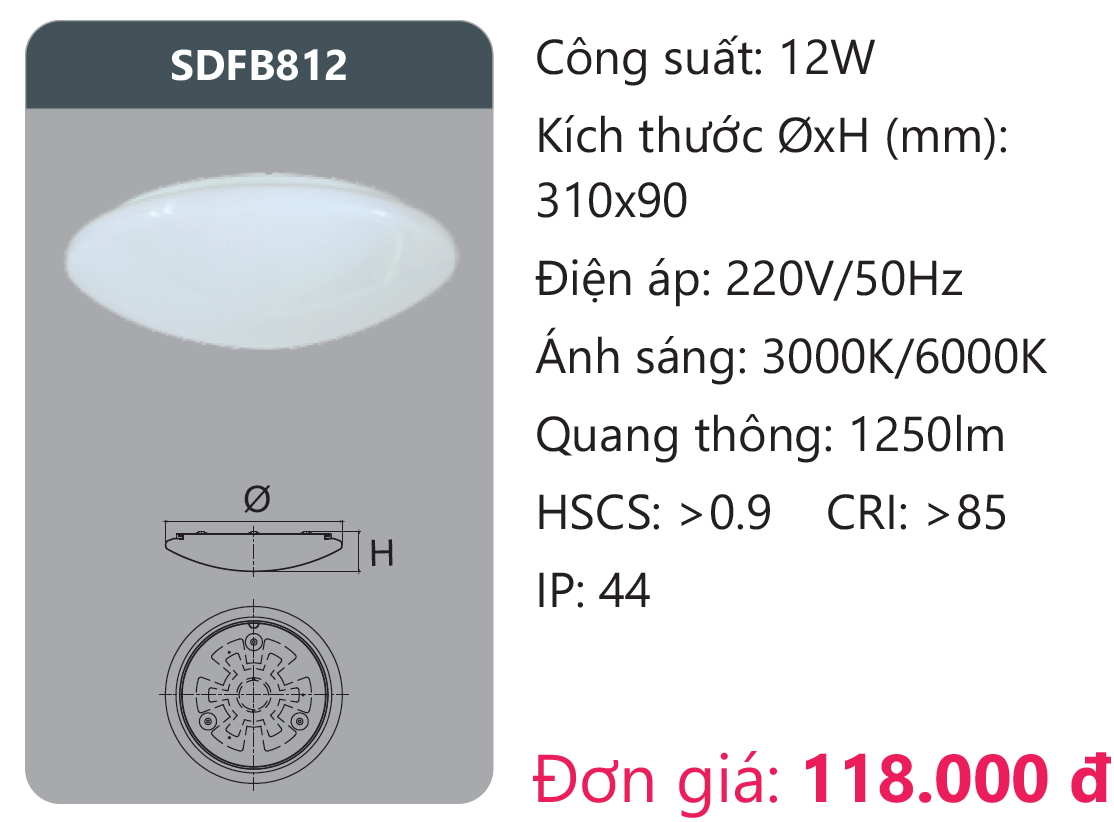 Đèn Led ốp trần Duhal SDFB812