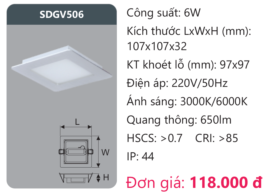 Đèn Led panel Duhal SDGV506